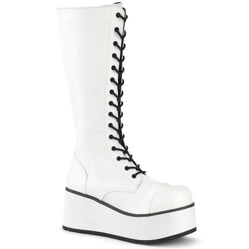 Botas Encima Rodilla Demonia Trashville-502 Vegan Cuero Mujer Blancos | MX-4-RLB