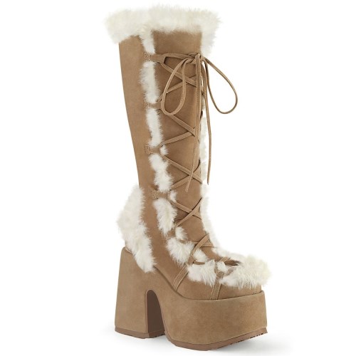 Botas Hasta La Rodilla Demonia Camel-311 Vegan Gamuza Mujer Marrom Claro | MX-9-SQD