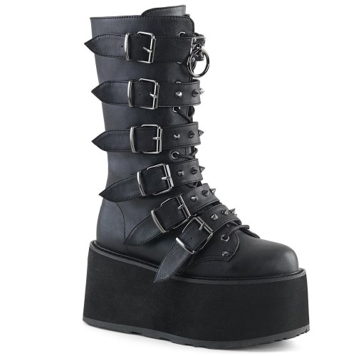 Botas Hasta La Rodilla Demonia Damned-225 Vegan Cuero Mujer Negros | MX-9-DCS