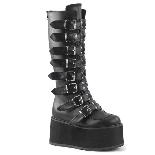 Botas Hasta La Rodilla Demonia Damned-318 Vegan Cuero Mujer Negros | MX-7-BLQ