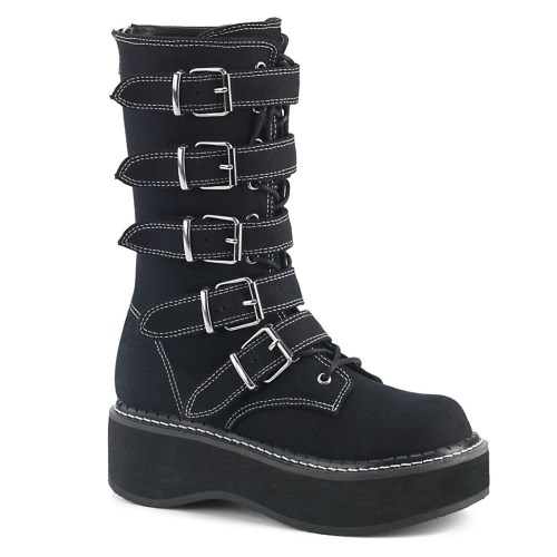 Botas Hasta La Rodilla Demonia Emily-341 Lona Mujer Negros | MX-1-TKH