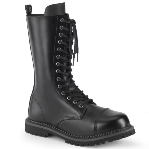 Botas Hasta La Rodilla Demonia Riot-14 Cuero Mujer Negros | MX-9-HIY