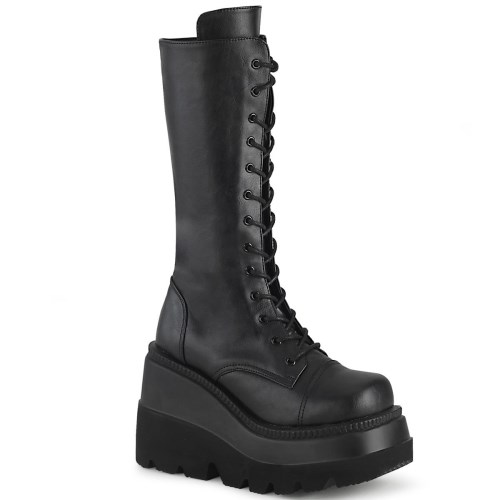 Botas Hasta La Rodilla Demonia Shaker-72 Vegan Cuero Mujer Negros | MX-3-YRB