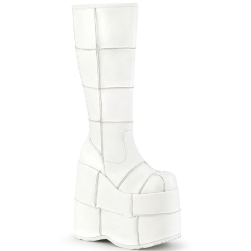 Botas Hasta La Rodilla Demonia Stack-301 Vegan Cuero Mujer Blancos | MX-0-BIW