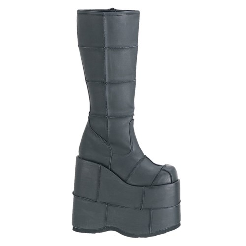 Botas Hasta La Rodilla Demonia Stack-301 Vegan Cuero Mujer Negros | MX-3-APC