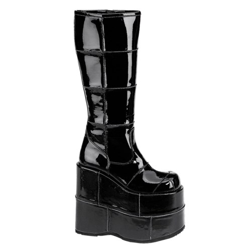 Botas Hasta La Rodilla Demonia Stack-301 Charol Mujer Negros | MX-3-NMV