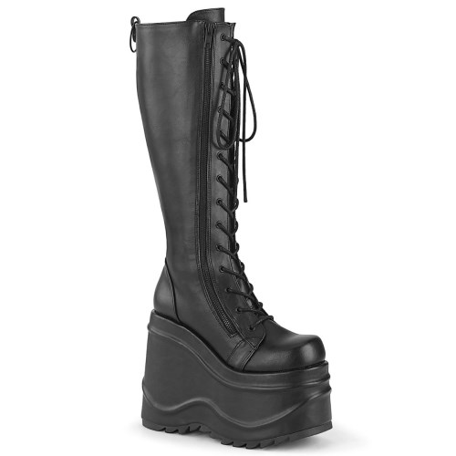 Botas Hasta La Rodilla Demonia Wave-200 Vegan Cuero Mujer Negros | MX-2-NWC