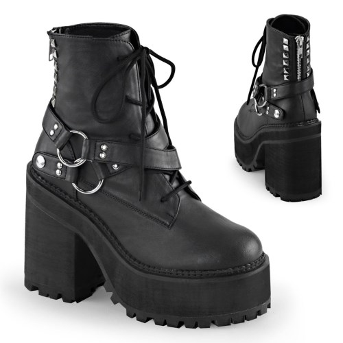 Botines Demonia Assault-101 Vegan Cuero Mujer Negros | MX-7-LKX