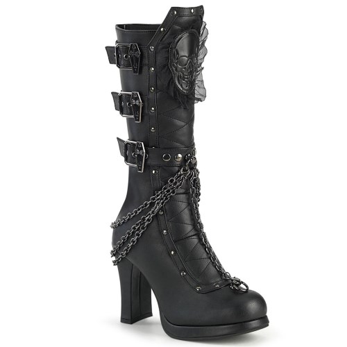 Botines Demonia Crypto-67 Vegan Cuero Mujer Negros | MX-1-DLC