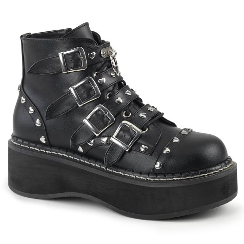 Botines Demonia Emily-315 Vegan Cuero Mujer Negros | MX-1-AWS