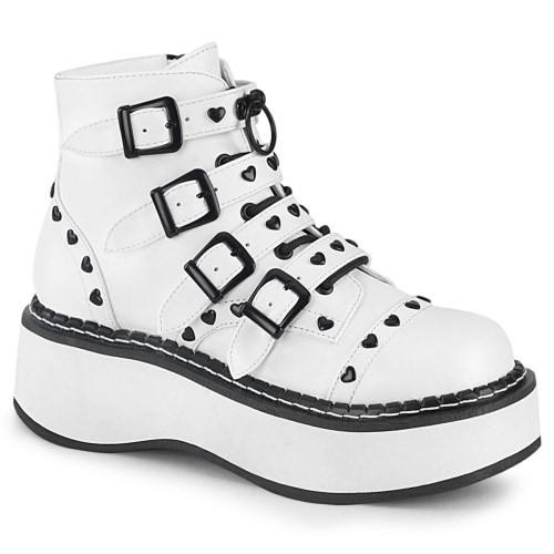 Botines Demonia Emily-315 Vegan Cuero Mujer Blancos | MX-3-BQI