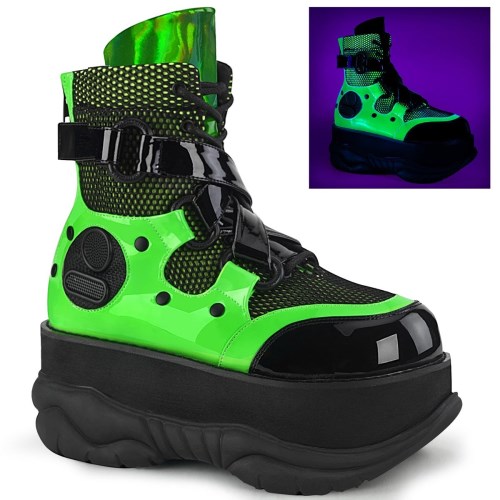 Botines Demonia Neptune-126 Charol Hombre Verdes Negros | MX-3-TQY