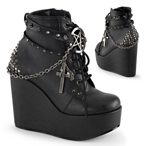 Botines Demonia Poison-101 Vegan Cuero Mujer Negros | MX-2-XPL