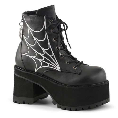 Botines Demonia Ranger-105 Vegan Cuero Mujer Negros | MX-4-QXA