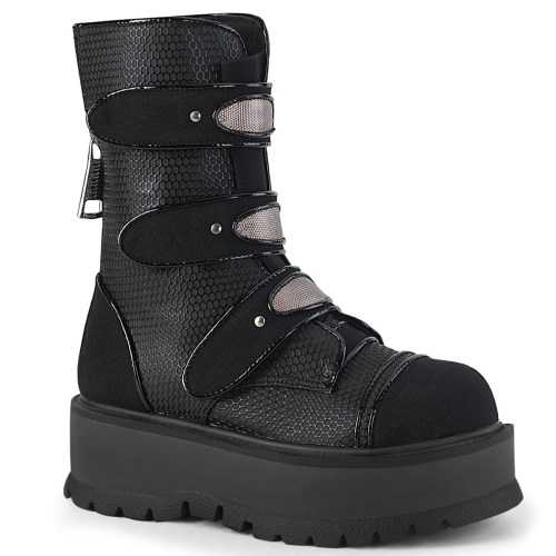 Botines Demonia Slacker-101 Vegan Cuero-Lona Mujer Negros | MX-1-HXL