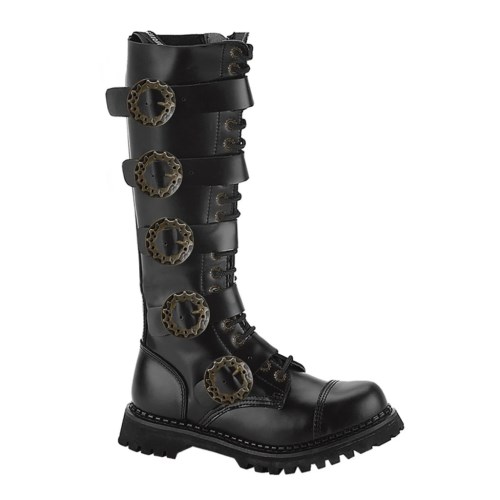 Botines Demonia Steam-20 Cuero Hombre Negros | MX-7-GXN