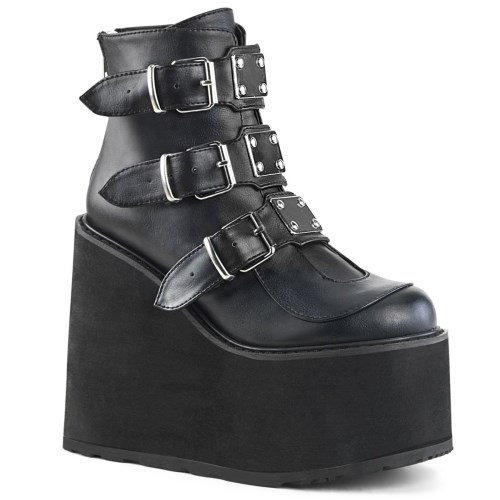 Botines Demonia Swing-105 Vegan Cuero Mujer Negros | MX-1-ZOT