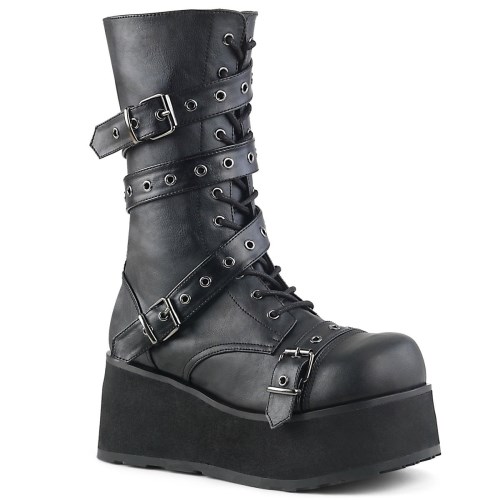 Botines Demonia Trashville-205 Vegan Cuero Hombre Negros | MX-9-SMB