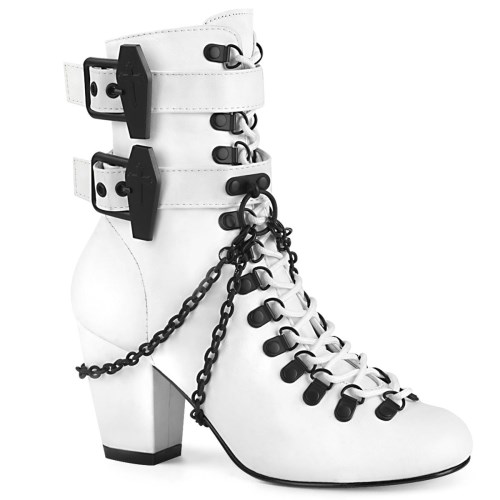 Botines Demonia Vivika-128 Vegan Cuero Mujer Blancos | MX-8-NTQ