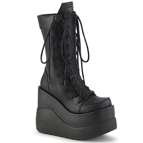 Botines Demonia Void-118 Vegan Cuero-Charol Mujer Negros | MX-4-THY