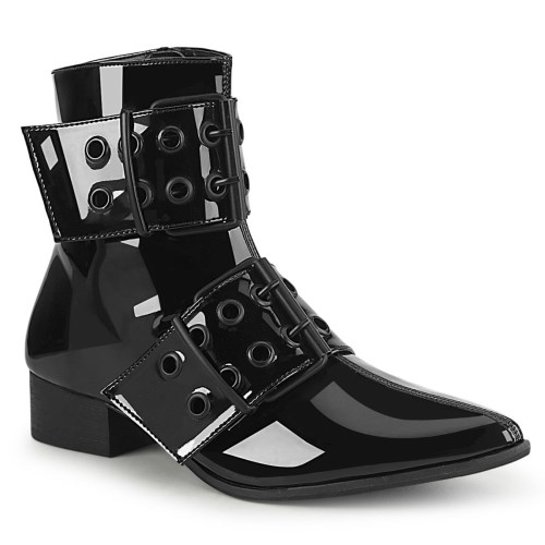 Botines Demonia Warlock-55 Charol Hombre Negros | MX-5-LMY