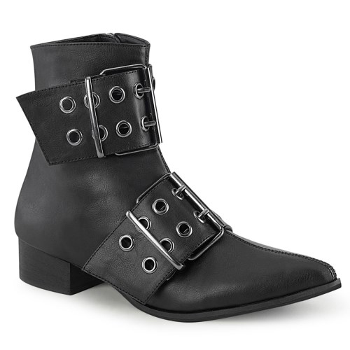 Botines Demonia Warlock-55 Vegan Cuero Hombre Negros | MX-6-BUZ