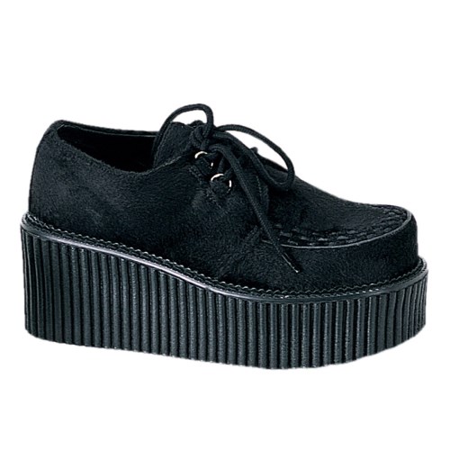 Zapatos Creepers Demonia Creeper-202 Fur Mujer Negros | MX-2-ITA