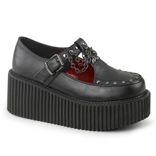 Zapatos Creepers Demonia Creeper-215 Vegan Cuero Mujer Negros | MX-2-WKG