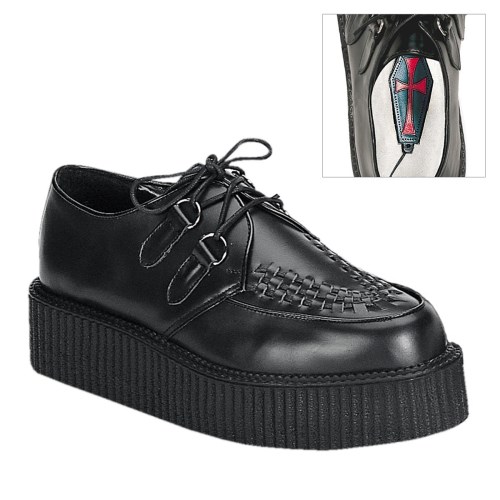 Zapatos Creepers Demonia Creeper-402 Cuero Mujer Negros | MX-0-EQP