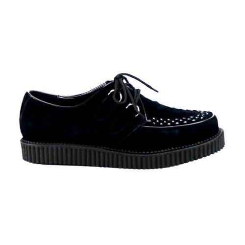 Zapatos Creepers Demonia Creeper-602S Gamuza Mujer Negros | MX-0-YAX