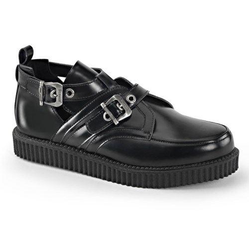 Zapatos Creepers Demonia Creeper-615 Cuero Mujer Negros | MX-6-YNI