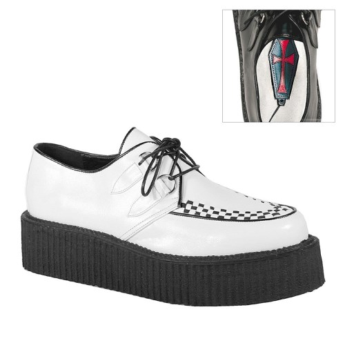 Zapatos Creepers Demonia V-CREEPER-502 Vegan Cuero Mujer Blancos | MX-4-DES