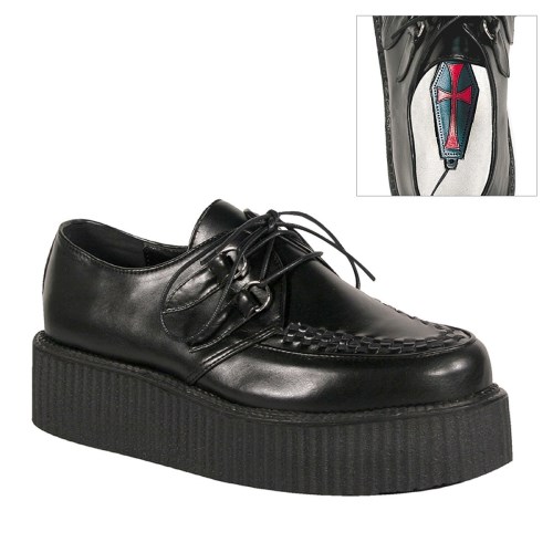 Zapatos Creepers Demonia V-CREEPER-502 Vegan Cuero Hombre Negros | MX-5-KDH