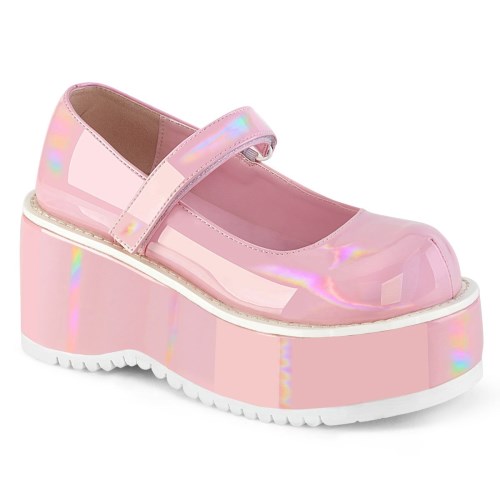 Zapatos Mary Jane Demonia Dollie-01 Holo Charol Mujer Rosas | MX-7-NZM