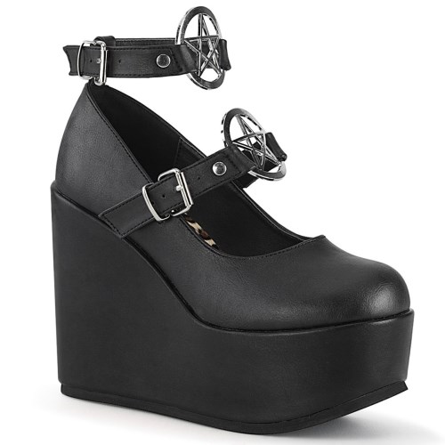 Zapatos Mary Jane Demonia Poison-99-1 Vegan Cuero Mujer Negros | MX-8-JWH