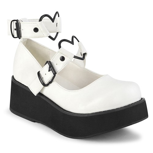 Zapatos Mary Jane Demonia Sprite-02 Vegan Cuero Mujer Blancos | MX-1-VOI