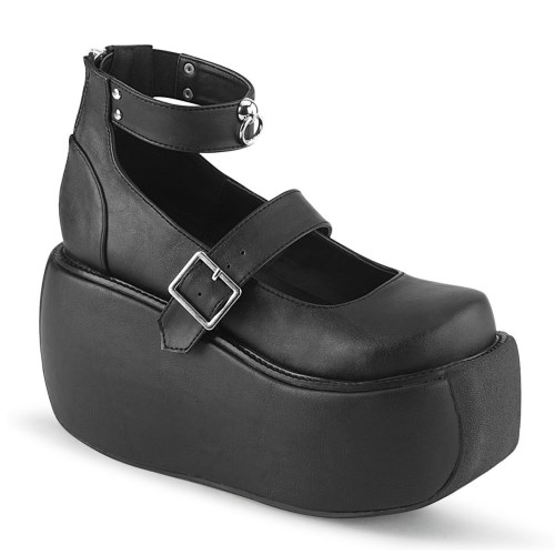 Zapatos Mary Jane Demonia Violet-32 Vegan Cuero Mujer Negros | MX-2-WPJ