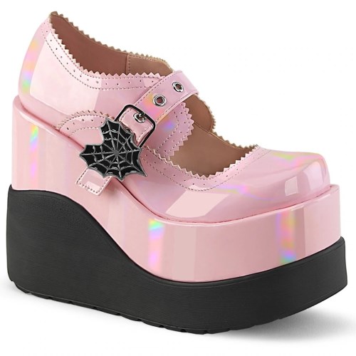 Zapatos Mary Jane Demonia Void-38 Holo Charol Mujer Rosas | MX-4-HNB