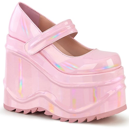 Zapatos Mary Jane Demonia Wave-32 Hologram Mujer Rosas | MX-6-UOM