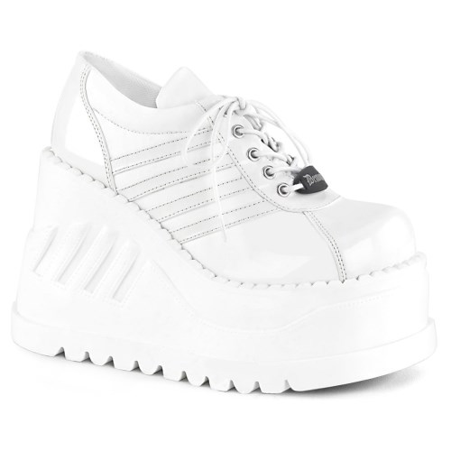 Zapatos Plataforma Demonia Stomp-08 Vegan Cuero Mujer Blancos | MX-5-EPN