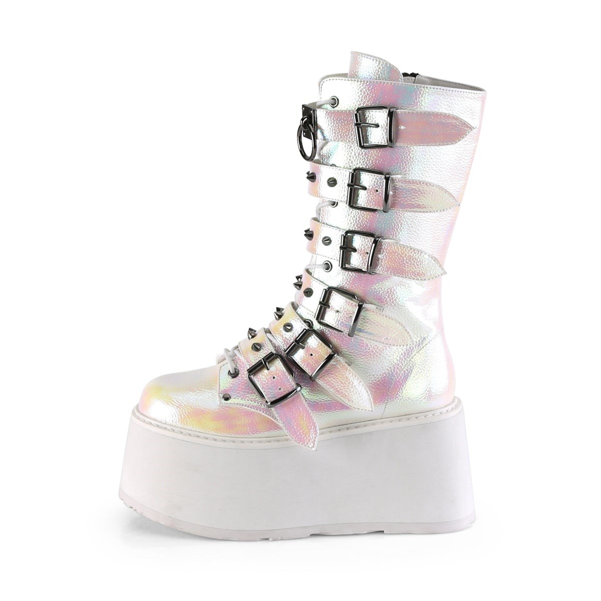 Botas Hasta La Rodilla Demonia Damned-225 Pearl Iridescent Vegan Cuero Mujer Multicolor | MX-1-ADS