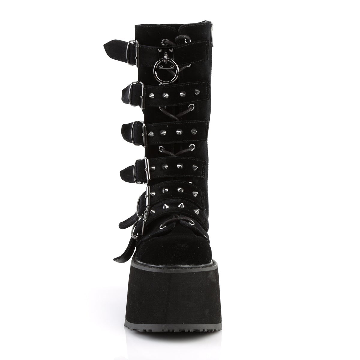 Botas Hasta La Rodilla Demonia Damned-225 Velvet Mujer Negros | MX-2-BZY