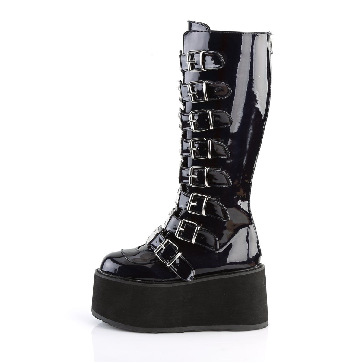 Botas Hasta La Rodilla Demonia Damned-318 Hologram Vegan Cuero Mujer Negros | MX-6-DEY