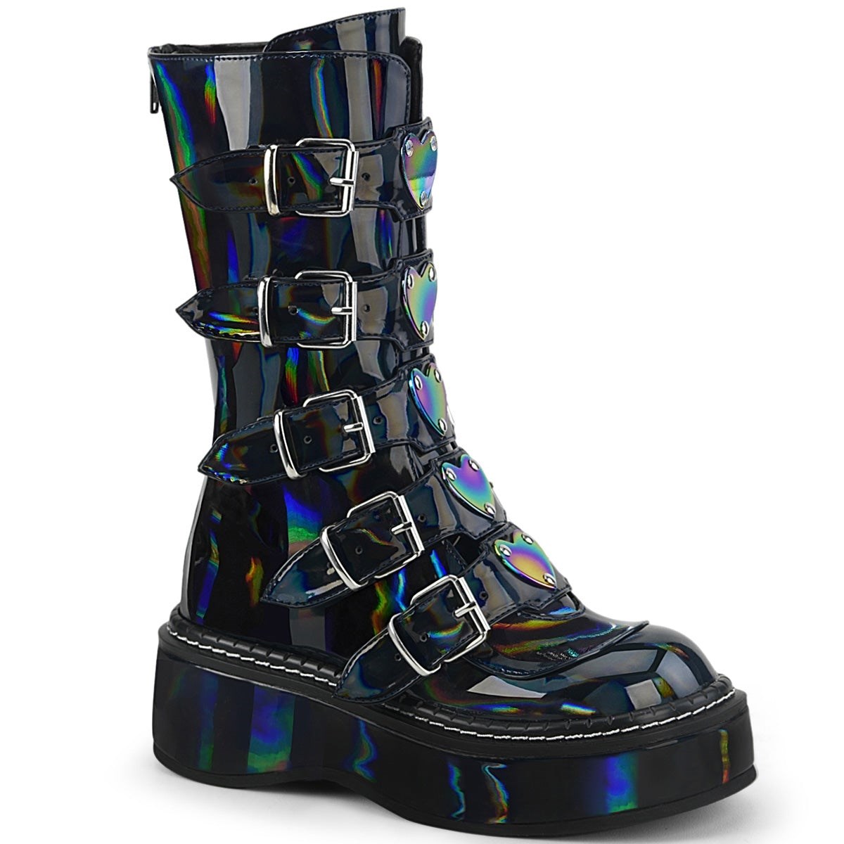 Botas Hasta La Rodilla Demonia Emily-330 Hologram Mujer Negros | MX-4-QFT