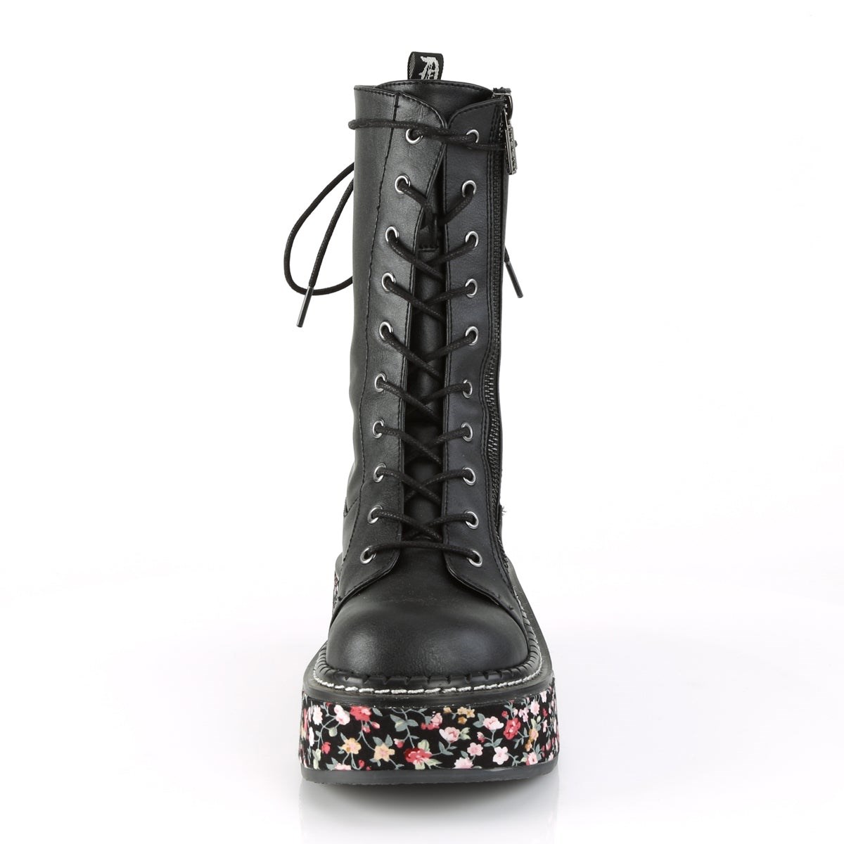 Botas Hasta La Rodilla Demonia Emily-350 Vegan Cuero-Floral Fabric Mujer Negros | MX-0-RNG