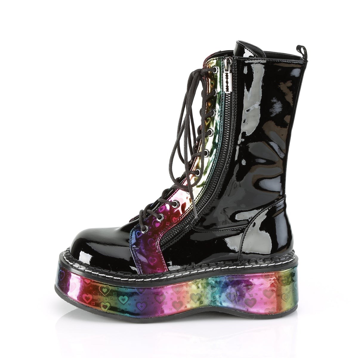 Botas Hasta La Rodilla Demonia Emily-350 Rainbow Hologram w Mujer Negros | MX-2-UCY