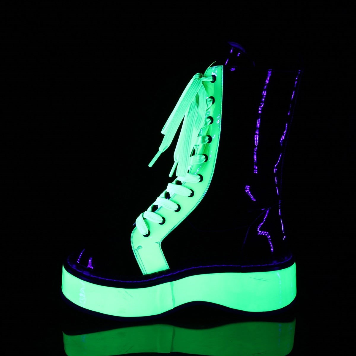 Botas Hasta La Rodilla Demonia Emily-350 UV Neon Mujer Negros Verdes | MX-8-MYH