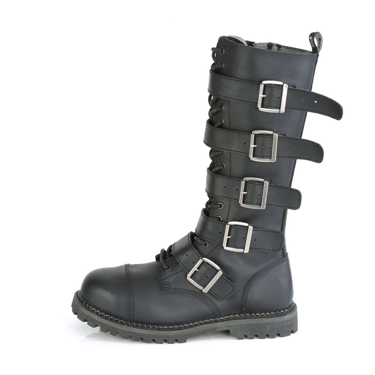 Botas Hasta La Rodilla Demonia Riot-18BK Vegan Cuero Hombre Negros | MX-3-UAE