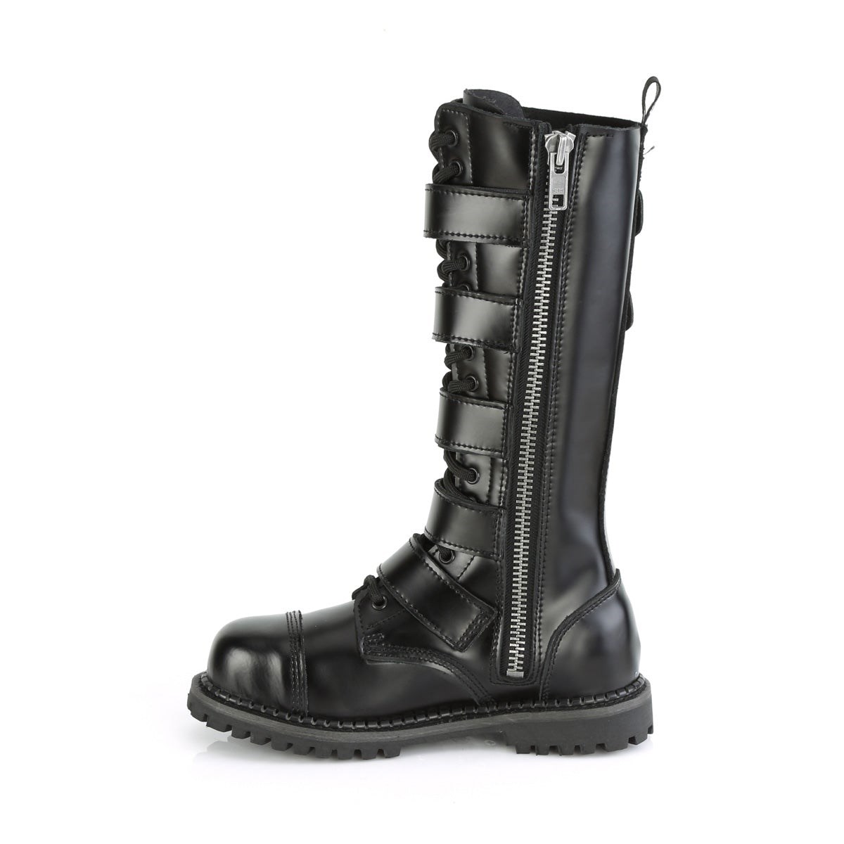 Botas Hasta La Rodilla Demonia Riot-18BK Cuero Mujer Negros | MX-6-PUY