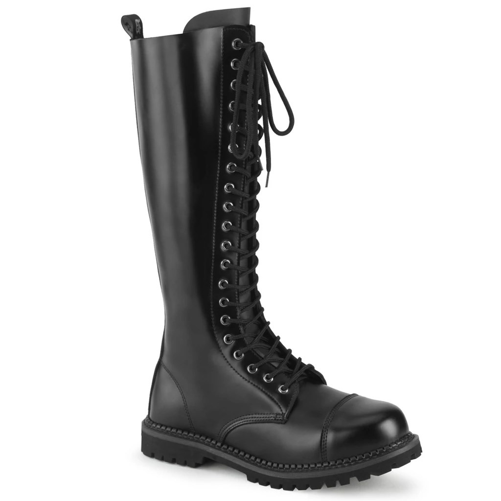 Botas Hasta La Rodilla Demonia Riot-20 Cuero Mujer Negros | MX-6-WSN